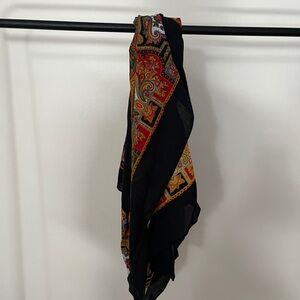 Vintage Morsly Black and Multicolor Paisley Scarf New York Womens Scarf